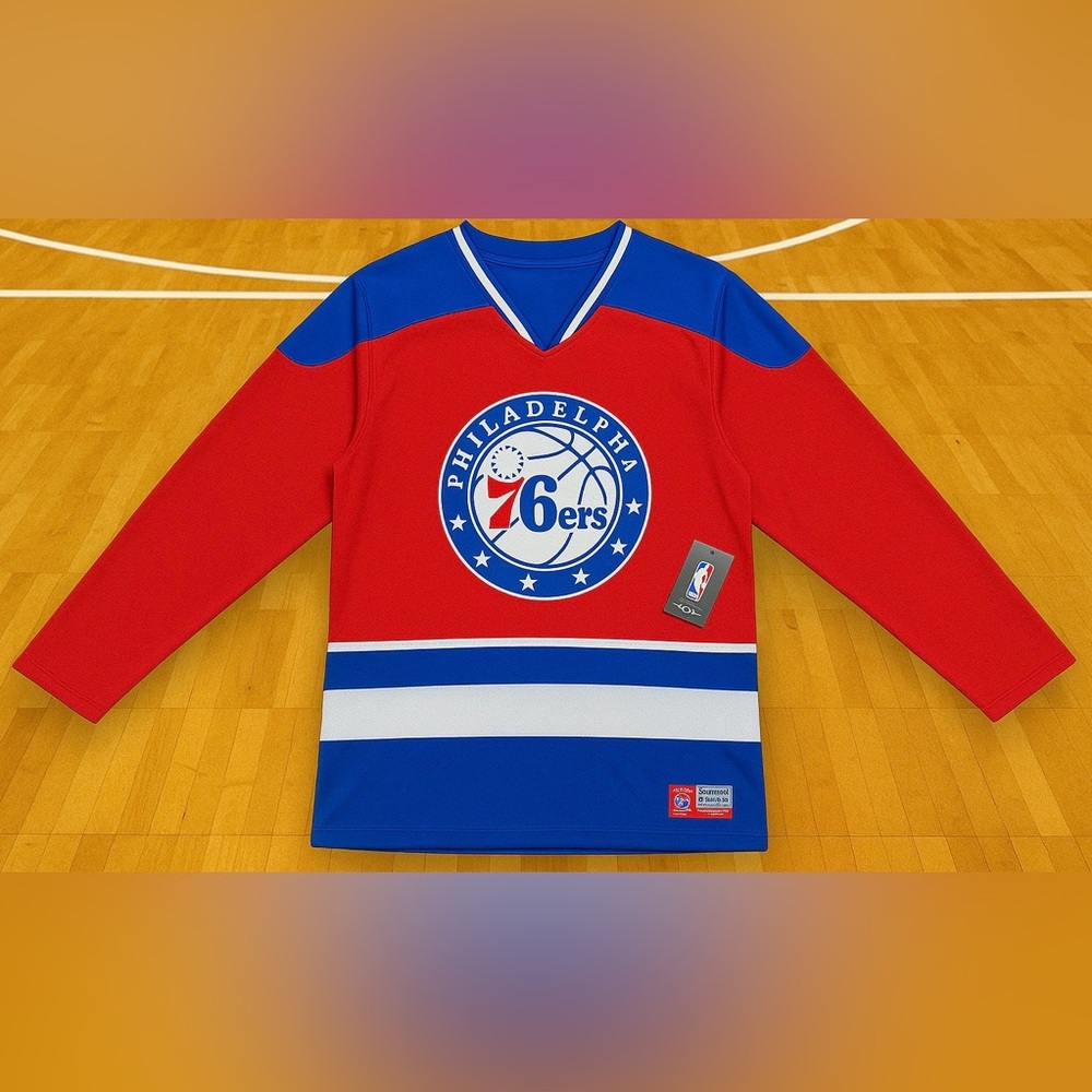 NWT Philadelphia 76ers NBA Ultra Game Hockey Jersey Adult Size Small
